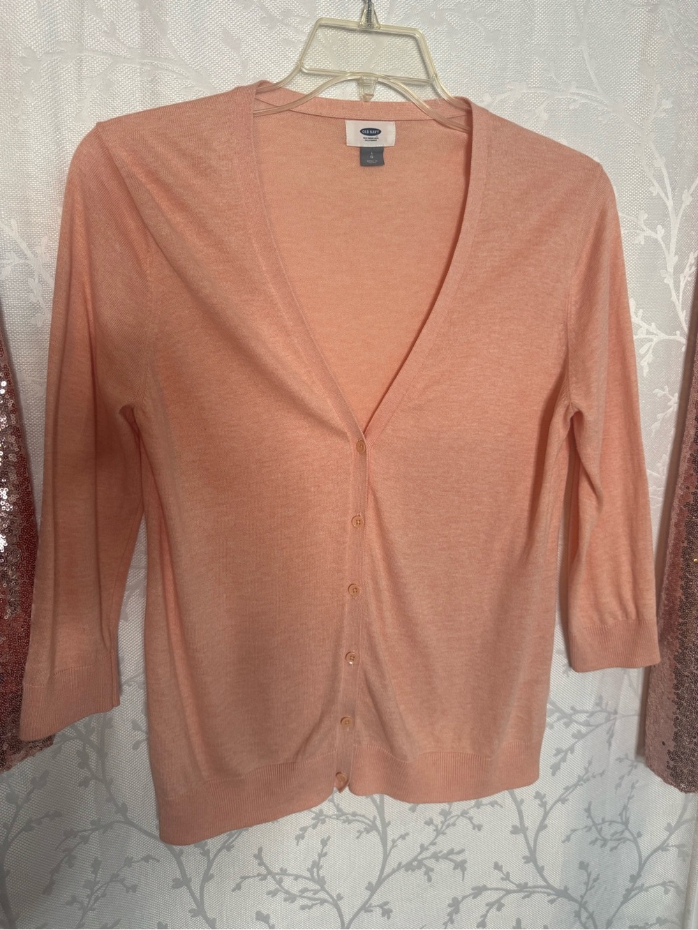 Old Navy Peach Lightweight V-Neck Button Cardigan